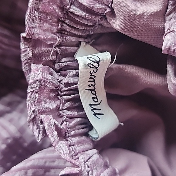 153 Madewell Square-Neck Tiered Midi Dress in Textured Seersucker Fig sz XXL - Picture 9 of 10